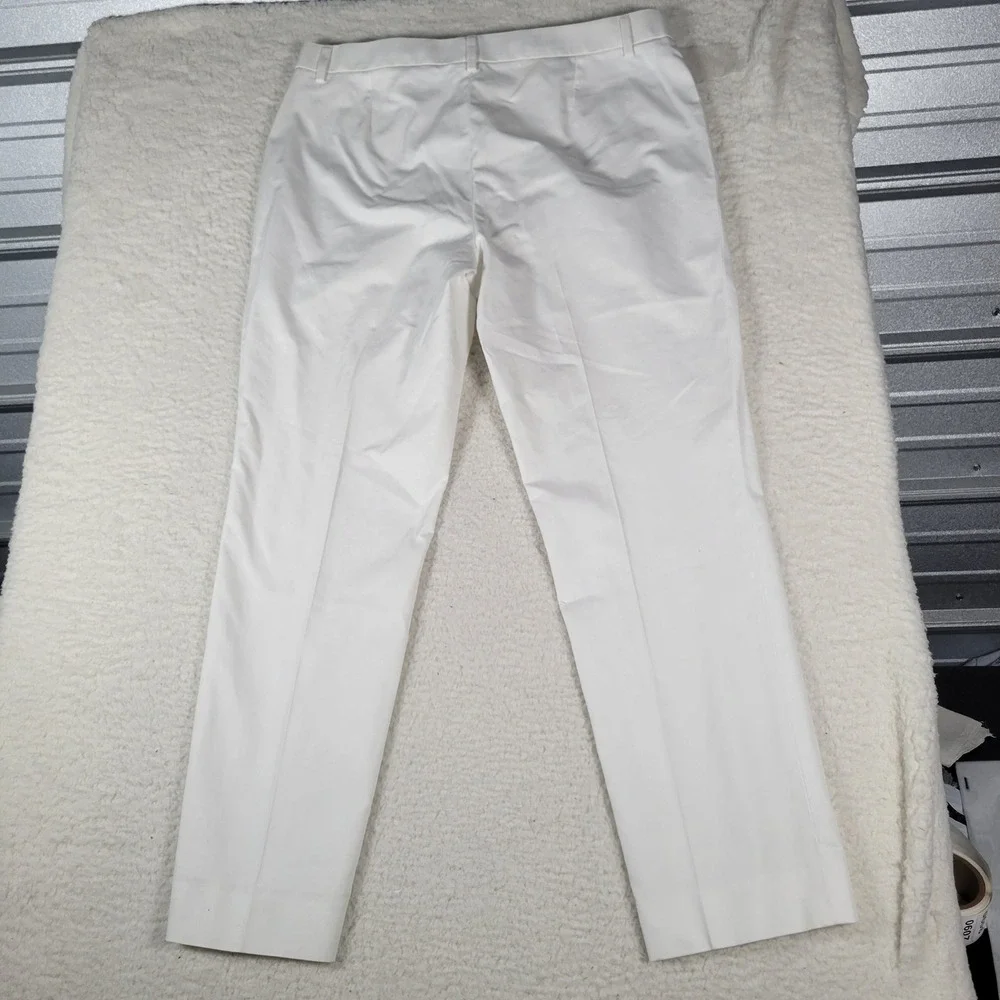 Brooks Brothers 346 Natalie Fit Pants Womens 14 White Cotton Straight Leg Dress
